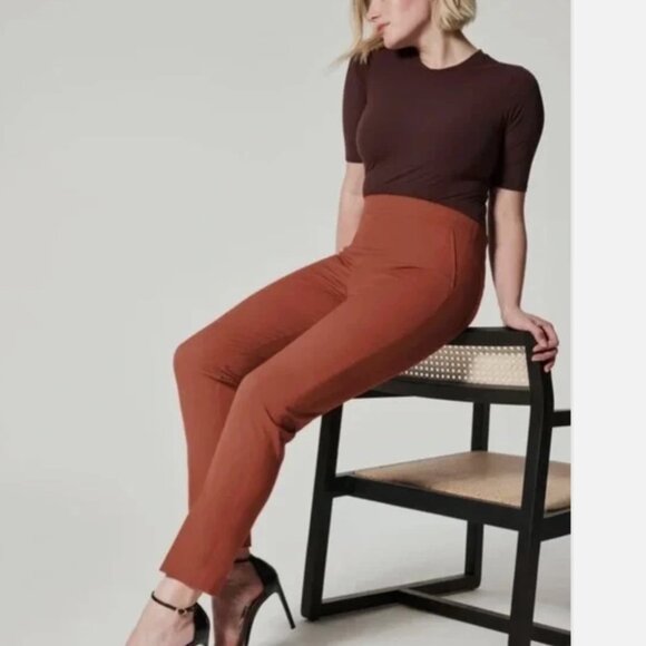Spanx On-The-Go Ankle Slim Straight Pull On Pants Bronze Glow Women's size M - Picture 3 of 8